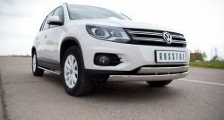 19 999 р. Защита переднего бампера (2 трубыØ75х42 мм, нержавейка) Russtal Volkswagen Tiguan NF рестайлинг (2011-2017)  с доставкой в г. Владивосток. Увеличить фотографию 2