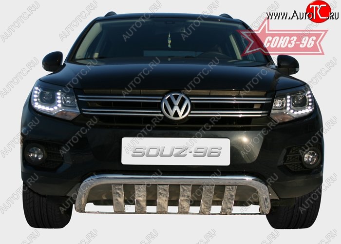 25 109 р. Защита переднего бампера одинарная Souz-96 (d60) Volkswagen Tiguan NF рестайлинг (2011-2017)  с доставкой в г. Владивосток