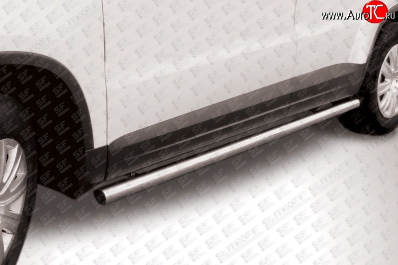 15 649 р. Защита порогов из круглой трубы диаметром 57 мм Slitkoff  Volkswagen Tiguan  NF (2011-2017) рестайлинг (Цвет: нержавеющая полированная сталь)  с доставкой в г. Владивосток