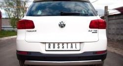 13 299 р. Защита заднего бампера (Ø75x42 мм, нержавейка) Russtal Volkswagen Tiguan NF рестайлинг (2011-2017)  с доставкой в г. Владивосток. Увеличить фотографию 2