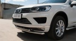 28 999 р. Защита переднего бампера (2 трубыØ63 и 42 мм, нержавейка) SLITKOFF Volkswagen Touareg NF рестайлинг (2014-2018)  с доставкой в г. Владивосток. Увеличить фотографию 2