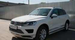 27 999 р. Защита переднего бампера (2 трубыØ75х42 мм, нержавейка) Russtal Volkswagen Touareg NF рестайлинг (2014-2018)  с доставкой в г. Владивосток. Увеличить фотографию 4