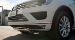 15 649 р. Защита переднего бампера (Ø75х42 мм, нержавейка) Russtal Volkswagen Touareg NF рестайлинг (2014-2018)  с доставкой в г. Владивосток. Увеличить фотографию 2