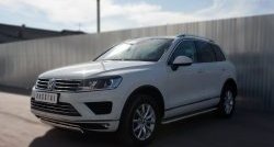 15 649 р. Защита переднего бампера (Ø75х42 мм, нержавейка) Russtal Volkswagen Touareg NF рестайлинг (2014-2018)  с доставкой в г. Владивосток. Увеличить фотографию 4