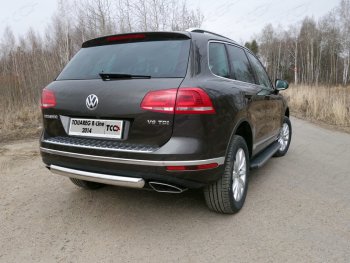 Защита заднего бампера (овальная) R-Line ТСС (нержавейка d75х42 мм) Volkswagen Touareg NF рестайлинг (2014-2018)