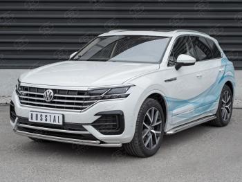 20 999 р. Защита переднего бампера (2 трубы Ø42, нержавейка, NOT 2.0 TSI)  Volkswagen Touareg  CR (2018-2025)  с доставкой в г. Владивосток. Увеличить фотографию 2