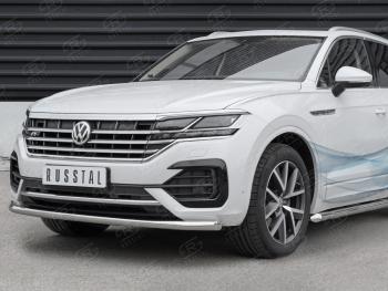 20 999 р. Защита переднего бампера (Ø63 мм, нержавейка, NOT 2.0 TSI) SLITKOFF  Volkswagen Touareg  CR (2018-2024)  с доставкой в г. Владивосток. Увеличить фотографию 2