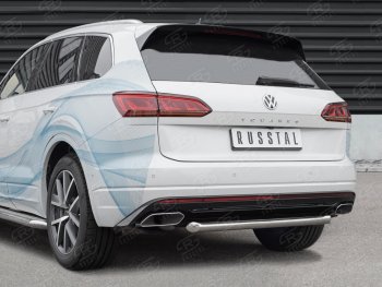 19 949 р. Защита заднего бампера (Ø63 мм, нержавейка) SLITKOFF  Volkswagen Touareg  CR (2018-2024)  с доставкой в г. Владивосток. Увеличить фотографию 2