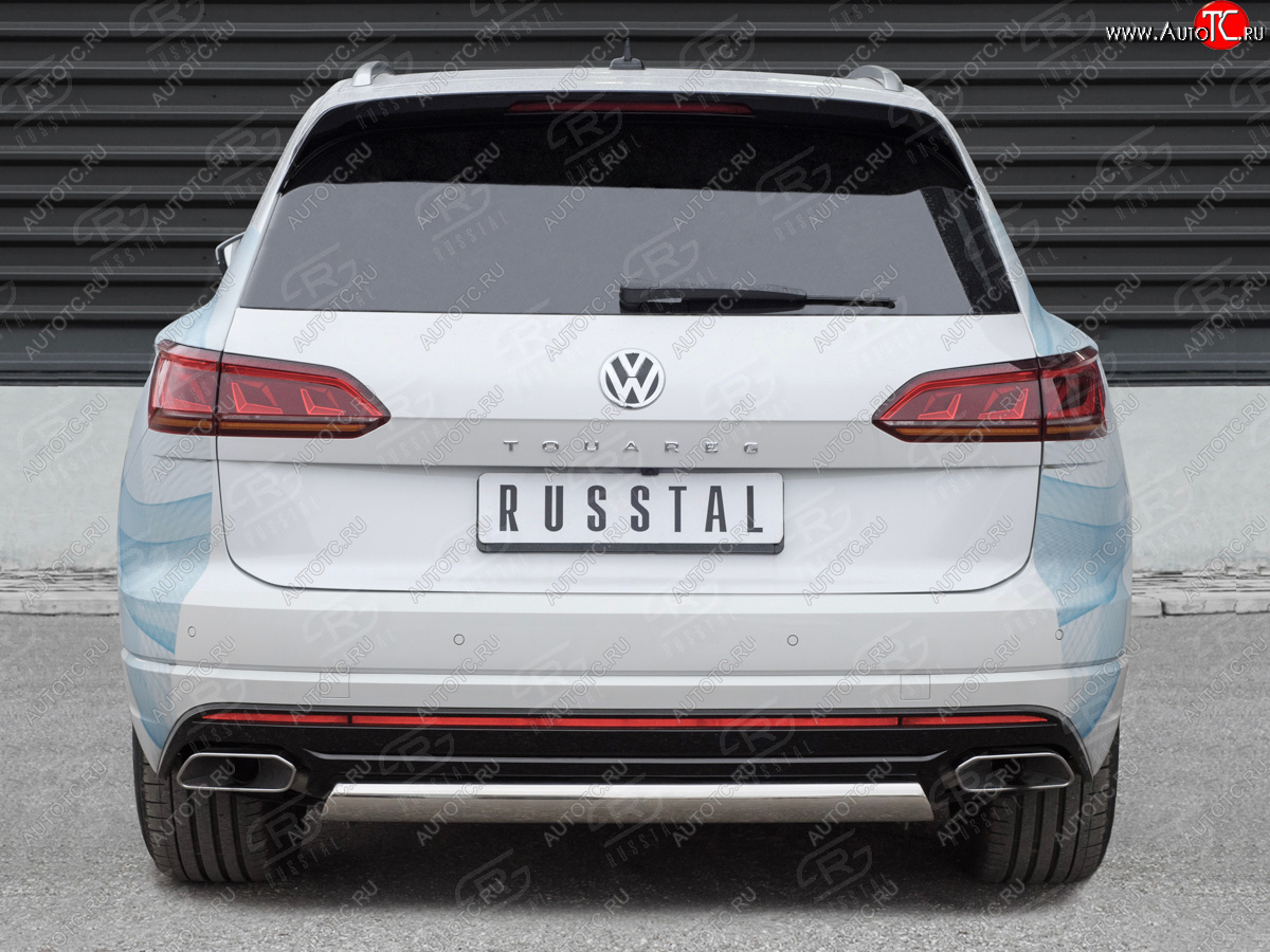 16 699 р. Защита заднего бампера (Ø75х42 мм, нержавейка) Russtal Volkswagen Touareg CR (2018-2024)  с доставкой в г. Владивосток