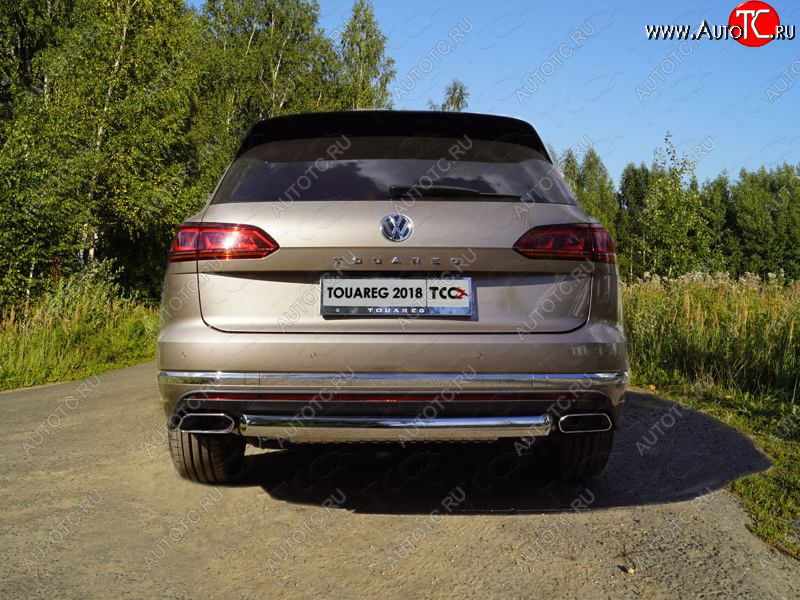 21 899 р. Защита заднего бампера (овальная) ТСС (нержавейка d75х42 мм) Volkswagen Touareg CR (2018-2024)  с доставкой в г. Владивосток