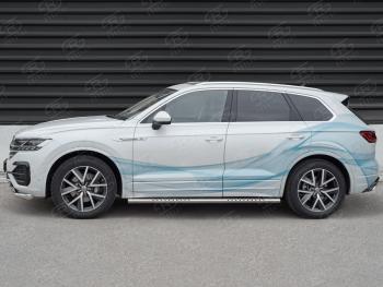 30 649 р. Защита порогов (Ø120х60 мм с проступью, нержавейка) Russtal Volkswagen Touareg CR (2018-2024)  с доставкой в г. Владивосток. Увеличить фотографию 3