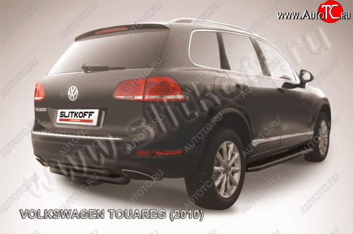 8 999 р. Защита задняя Slitkoff Volkswagen Touareg NF дорестайлинг (2010-2014) (Цвет: серебристый)  с доставкой в г. Владивосток