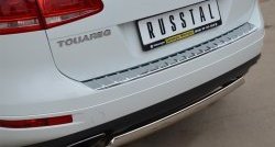 16 849 р. Защита заднего бампера (Ø75x42 мм, нержавейка) Russtal Volkswagen Touareg NF дорестайлинг (2010-2014)  с доставкой в г. Владивосток. Увеличить фотографию 2