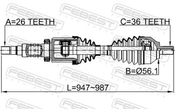 15 849 р. Правый привод передний в сборе FEBEST Volvo 740 (1985-1992)  с доставкой в г. Владивосток. Увеличить фотографию 2