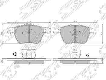 Колодки тормозные передние SAT (15″, 16″) Volvo S60 RS,RH седан дорестайлинг (2000-2004)