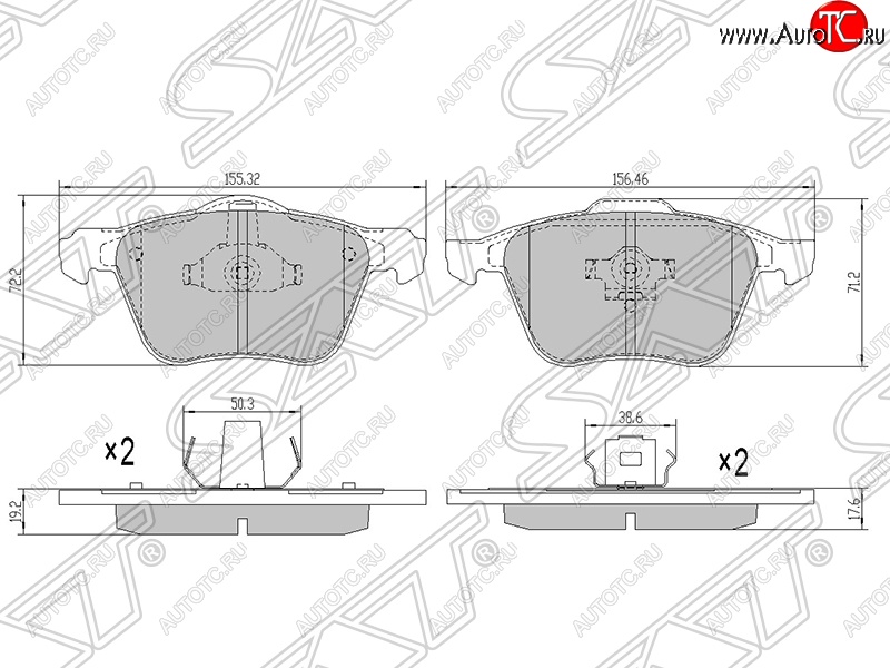 1 229 р. Колодки тормозные передние SAT (15″, 16″) Volvo S60 RS,RH седан дорестайлинг (2000-2004)  с доставкой в г. Владивосток