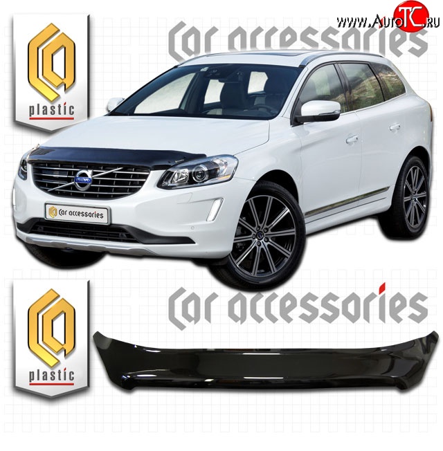 2 099 р. Дефлектор капота CA Plastic  Volvo XC60 (2017-2022) (Classic черный, Без надписи)  с доставкой в г. Владивосток