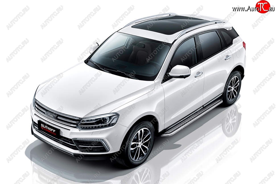 17 899 р. Защита порогов Slitkoff (с листом, d57 мм) Zotye Coupa B11F (2019-2021) (Нержавейка)  с доставкой в г. Владивосток