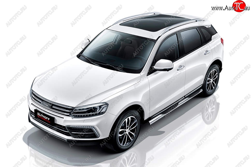 17 899 р. Защита порогов Slitkoff (d76 мм, с проступями)  Zotye Coupa  B11F (2019-2021) (Нержавейка, Полированная)  с доставкой в г. Владивосток