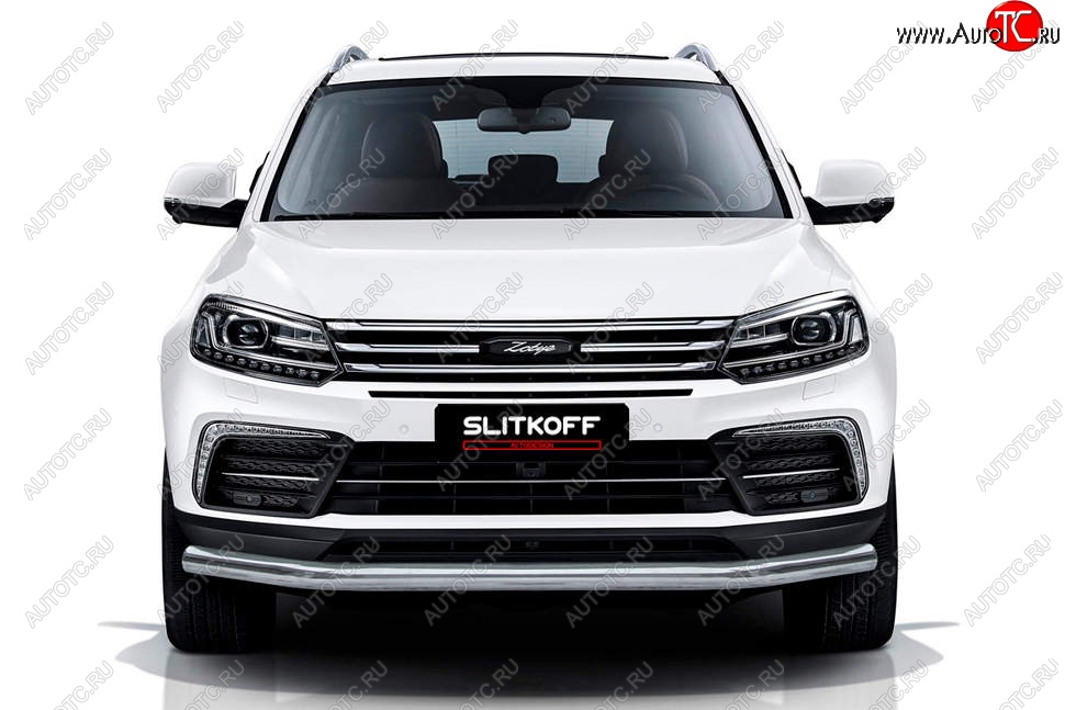 9 999 р. Защита переднего бампера Slitkoff (d57 мм)  Zotye Coupa  B11F (2019-2021) (Нержавейка, Полированная)  с доставкой в г. Владивосток