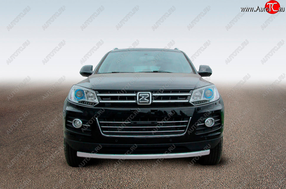 9 199 р. Защита переднего бампера Slitkoff (Ø57 мм, радиусная)  Zotye T600 (2014-2021) (Сталь полимерным покрытием в цвет: серебристый)  с доставкой в г. Владивосток